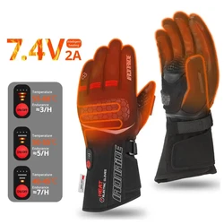 Heated Motorcycle Gloves Winter Moto Heated Gloves Warm Waterproof Rechargeable For Snowmobile Heating Thermal Gloves Men