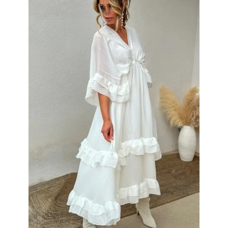 

JINIA Women's Beaded Wide Leg Pants Streetwear Trousers with Patchwork Pockets SS25 Boho Summer Pants Button Zipper Design