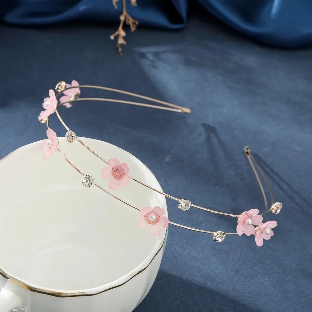 

All-match Alloy Double Root Hair Bands Thin Waterproof Butterfly Head Hoop DIY Rhinestone Flower Hair Hoop Women