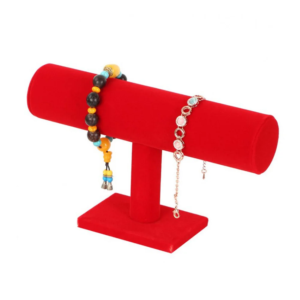 

Т-образная подставка для ювелирных изделий, красный однослойный органайзер для браслета, ожерелья, часов, органайзер для ювелирных изделий, стойка