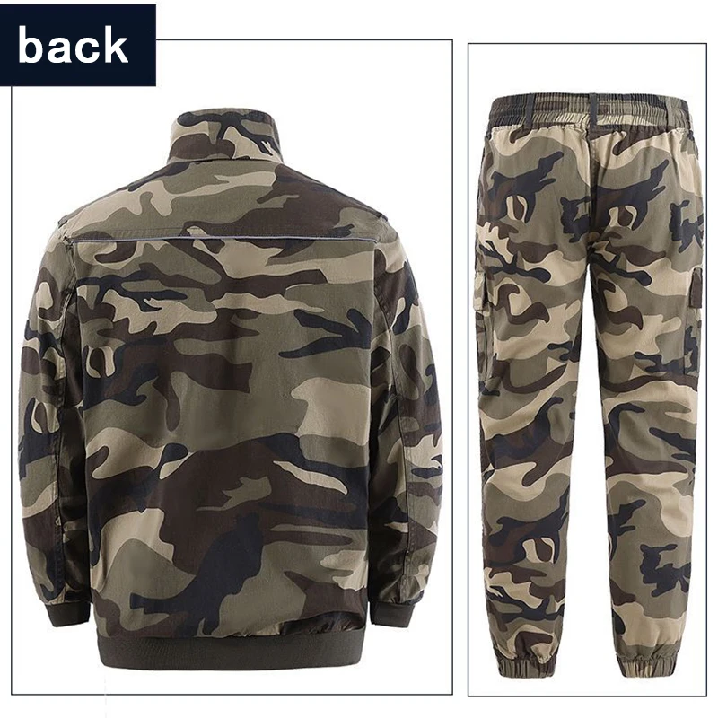 Cotton Elastic Camouflage Suit Spring And Autumn Wear-resistant Welder Suit Outdoor Leisure Sports Work Clothes Top And Pants