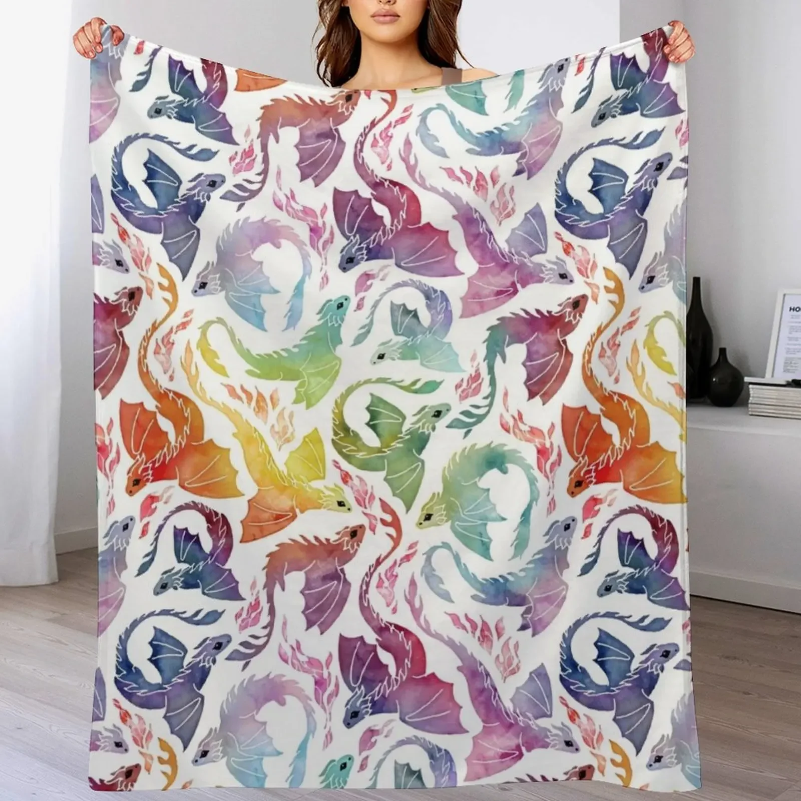 

Dragon fire rainbow Throw Blanket Extra Large Throw for babies Furrys Sofa Blankets