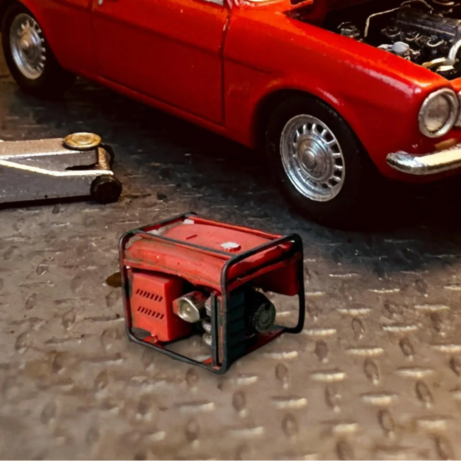 Red Resin Miniature Generator 1 64 Garage Scene Model Realistic Workshop Tool for Dioramas Car Miniatures Display Shelf