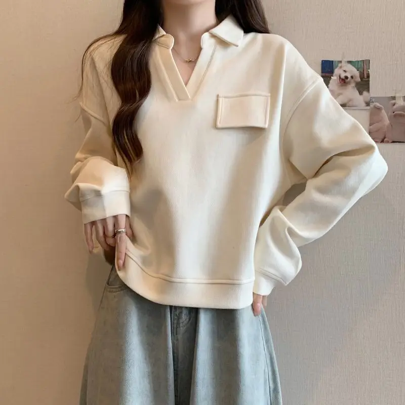 Fat MM Oversize Hoodie Polo-neck Trend Unique Autumn Woman's Top Loose Fit Casual Niche Slim Long Sleeved Sweatshirt Generous