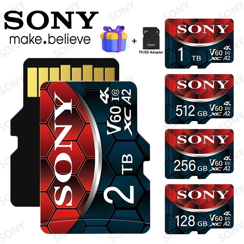 بطاقة سوني مايكرو TF SD 2 تيرا بايت 1 تيرا بايت فئة 10 بطاقة ذاكرة عالية السرعة U3 4K 512GB 128GB 256GB TF بطاقة فلاش للهواتف الذكية كاميرا بدون طيار