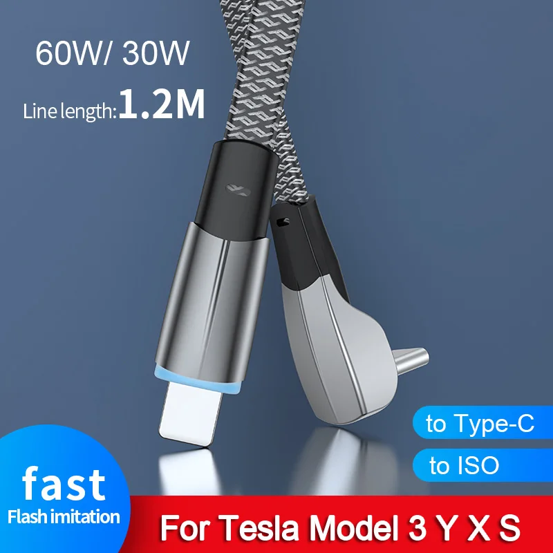 Adattatore da tipo C a tipo C per auto per adattatore ios per cavo di ricarica per telefono cellulare Tesla Model 3 Y X S