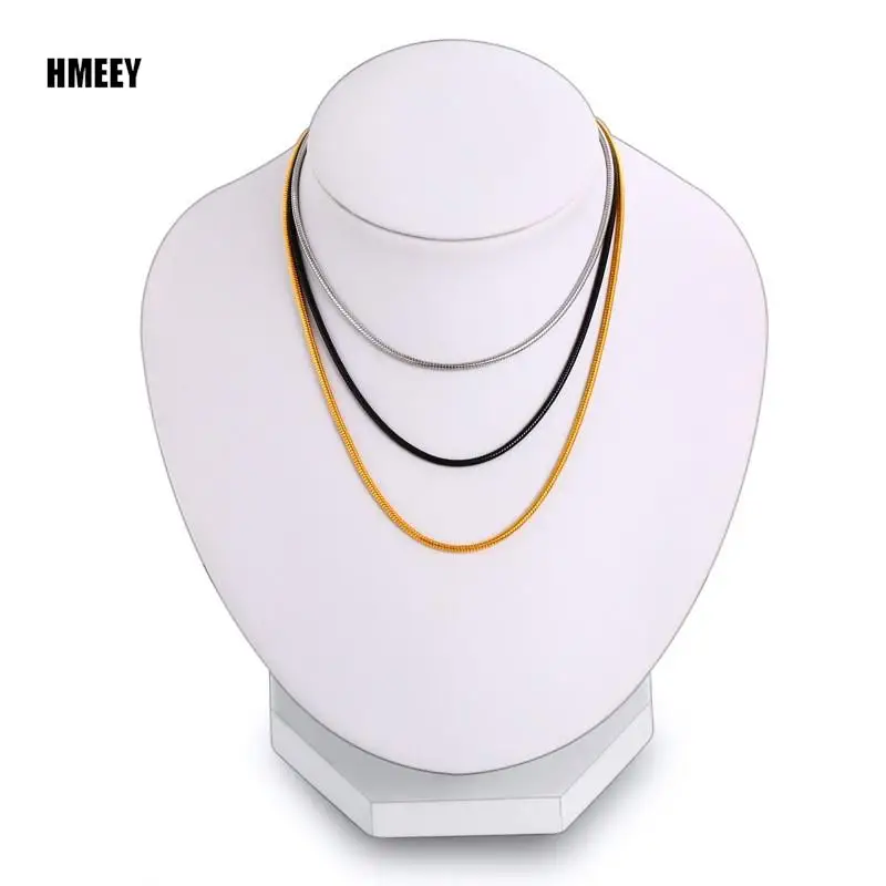 Hmeey Snake Chain Choker Stainless Steel Necklace Minimalist Collar For Women Man Jewelry Wedding Party Gift