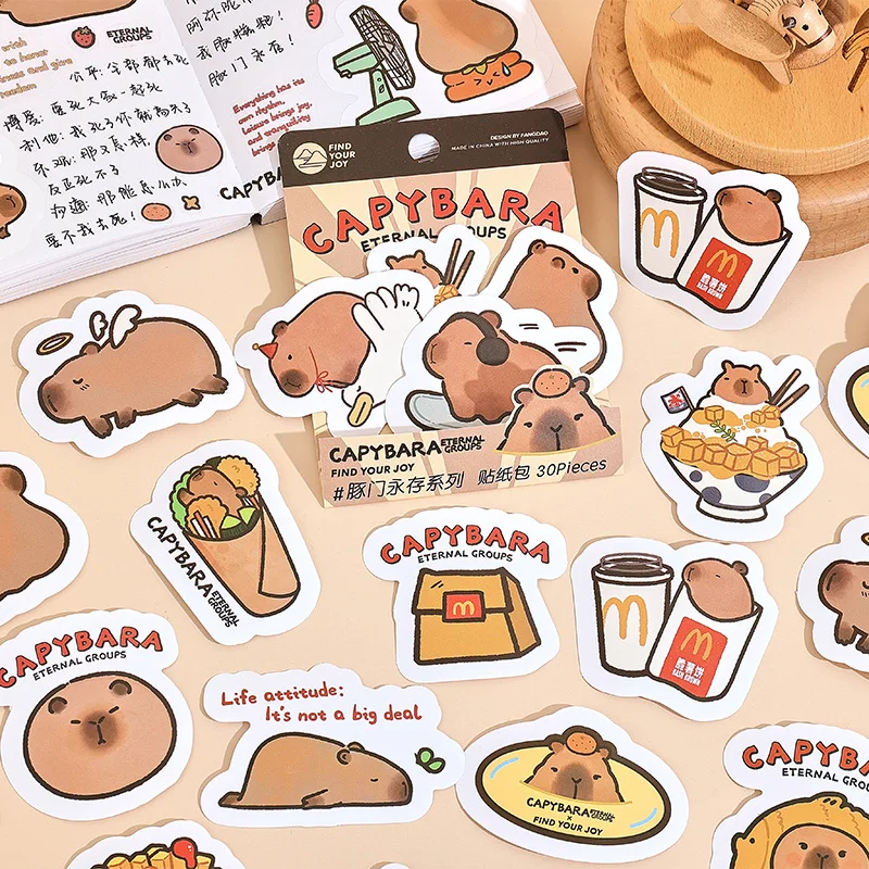 Imagem -03 - Capivara Criativo Adesivos Decorativos Bonito Scrapbooking Diário Faça Você Mesmo Etiqueta Álbum Vara 24 Pacotes por Lote