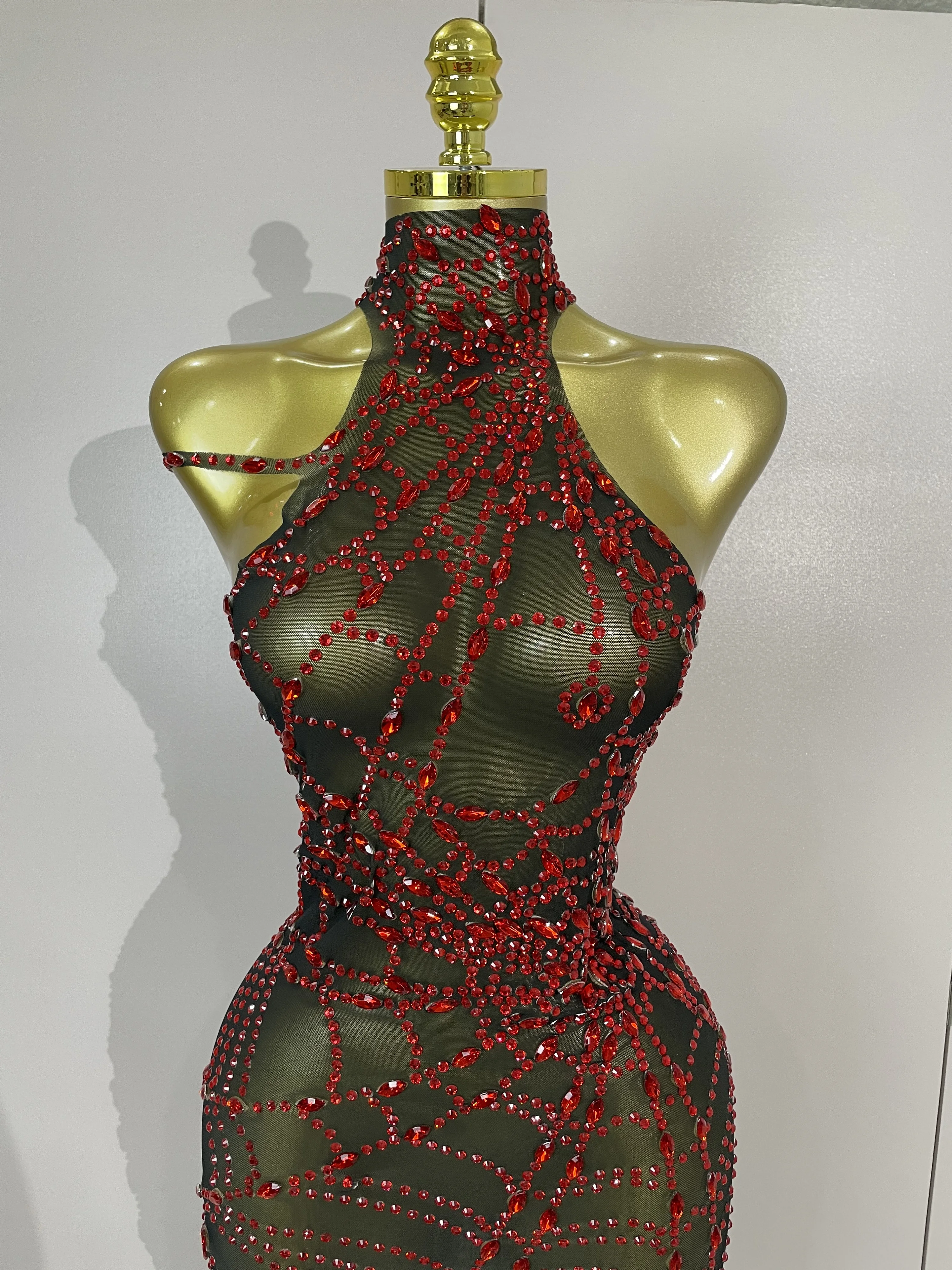 STOCK Women Sparkly Diamonds Sexy Mesh Jumpsuit Nightclub Bar Party Show Gogo Dancer Festival Clothing Drag Queen Stage Costume