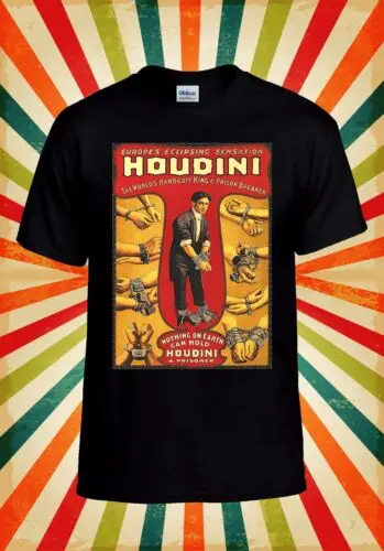 Houdini T shirt Magician Magic Poster Men Women Unisex Baseball T Shirt Top 3164