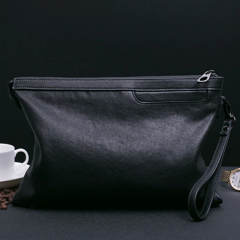 Wmnuo Brand Hand Bag Men Genuine Plain Litchi Soft Sheepskin Clutches For Men Envelope Bag High Quality Men Wallet Clutch Bag