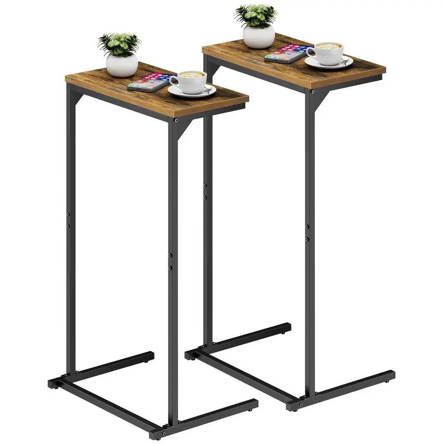 

C Shaped End Table, Tv Tray, Small Side Table, Set of 2, 28.7 inch Tall Couch Table, Tray Table, Sofa Table, Living Room, Bed Ro