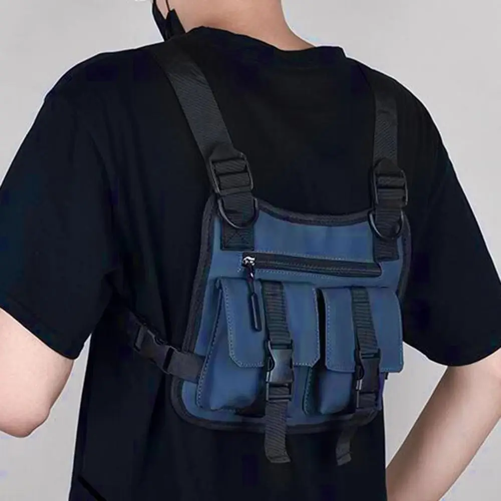 Casual Multi-pockets Running Vest Backpacks Fashion Phone Storage Chest Bag Adjustable Portable Hip Hop Streetwear Phone Storage