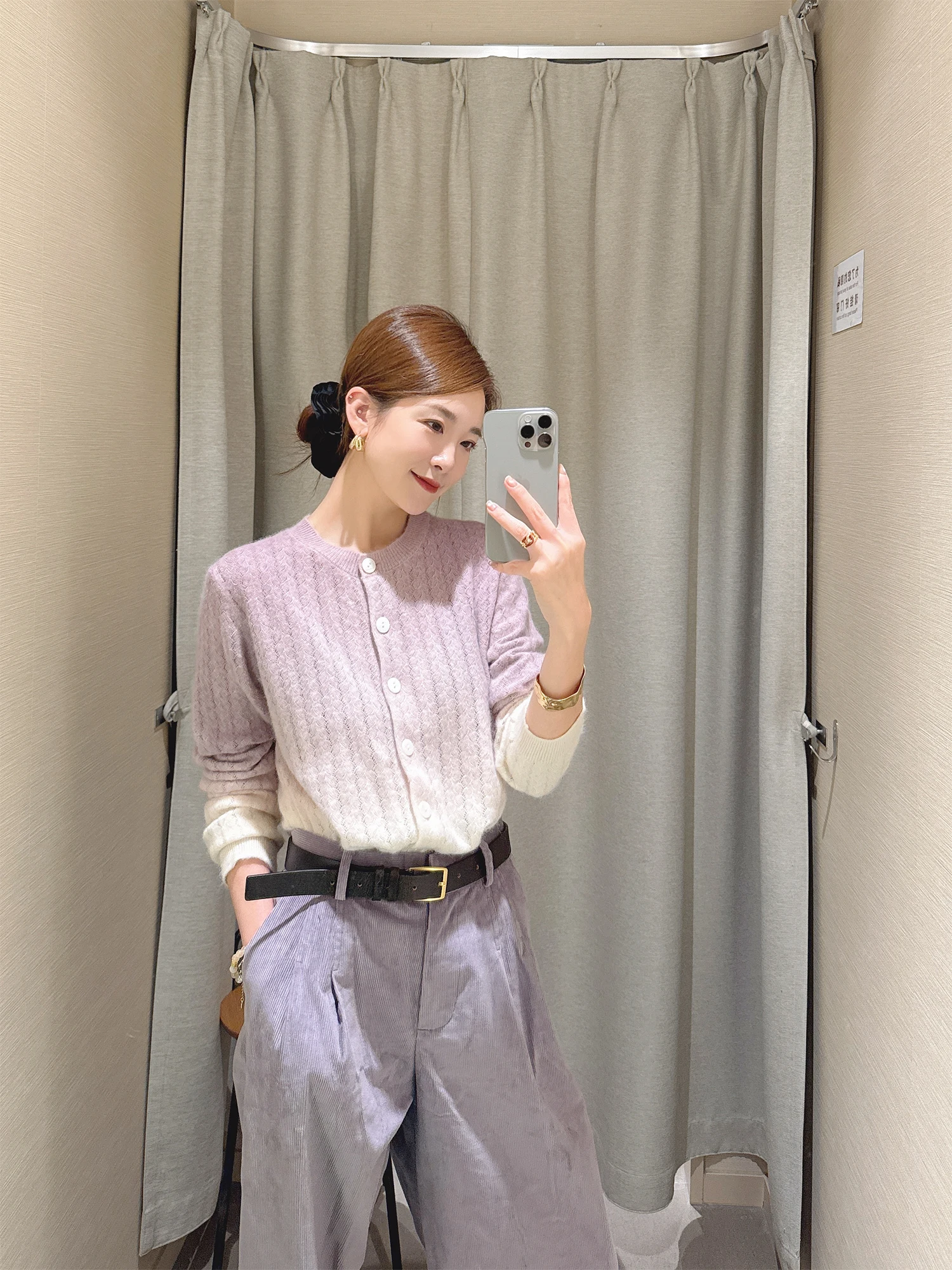 

2025 New High Quali Soft Woolen adient Purple Knitted Open Cardigan Sweater Women's Warmth Faion Gentle Sle Long Sve