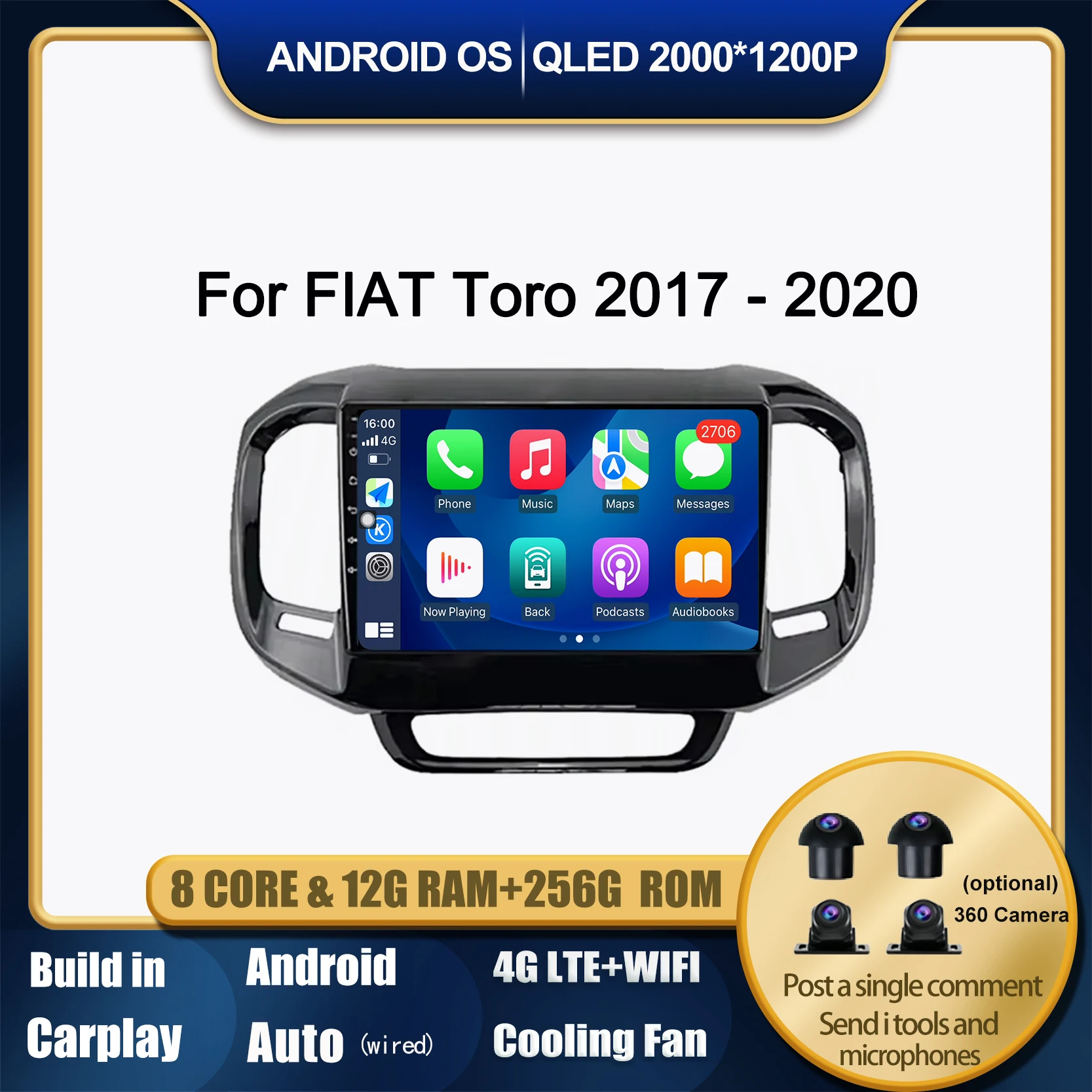 Car Radio Screen For FIAT Toro 2017 - 2020 Multimedia Video Player GPS Navigation Android Auto Carplay Tools Bluetooth