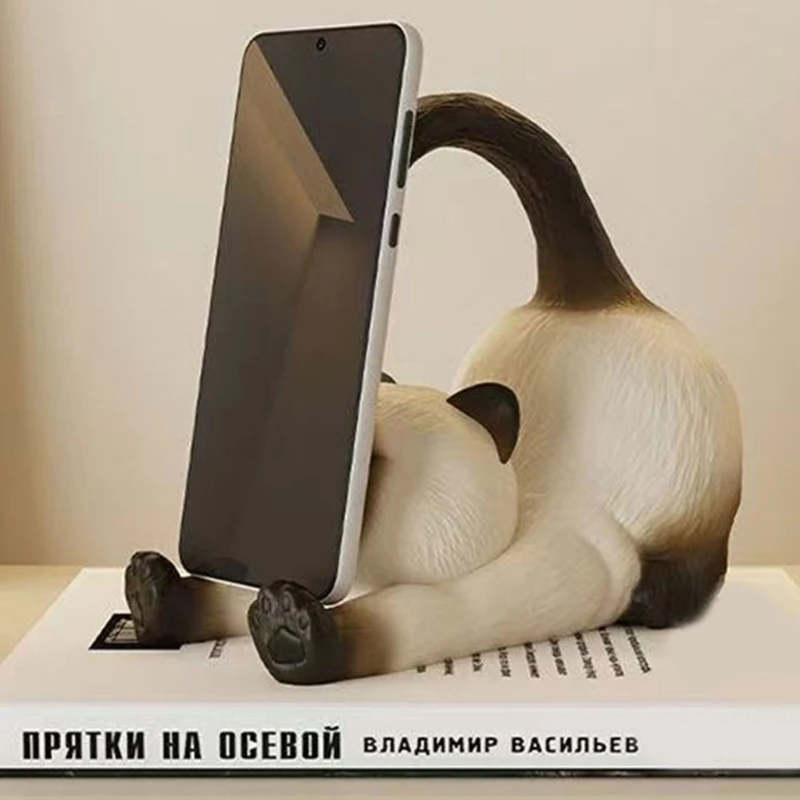 

Cartoon Siamese Feline Phone Stand Support Decorative Resin Desktop Holder For Mobile And Tablet Stylish Home Office D2RC