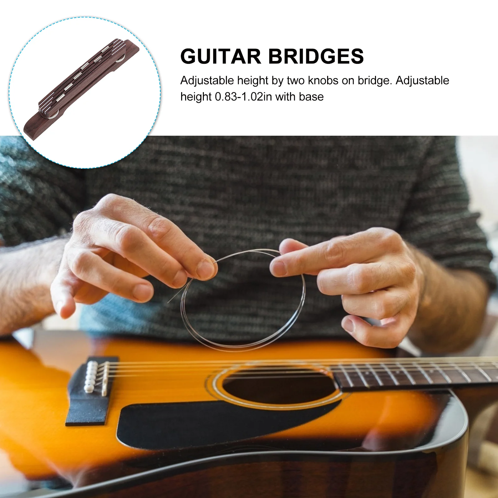 

Jazz Bridge Lightweight 0 83-1 02in Base Adjustable Height Archtop Guitar Accessories Acoustic Parts Guitar Bridges