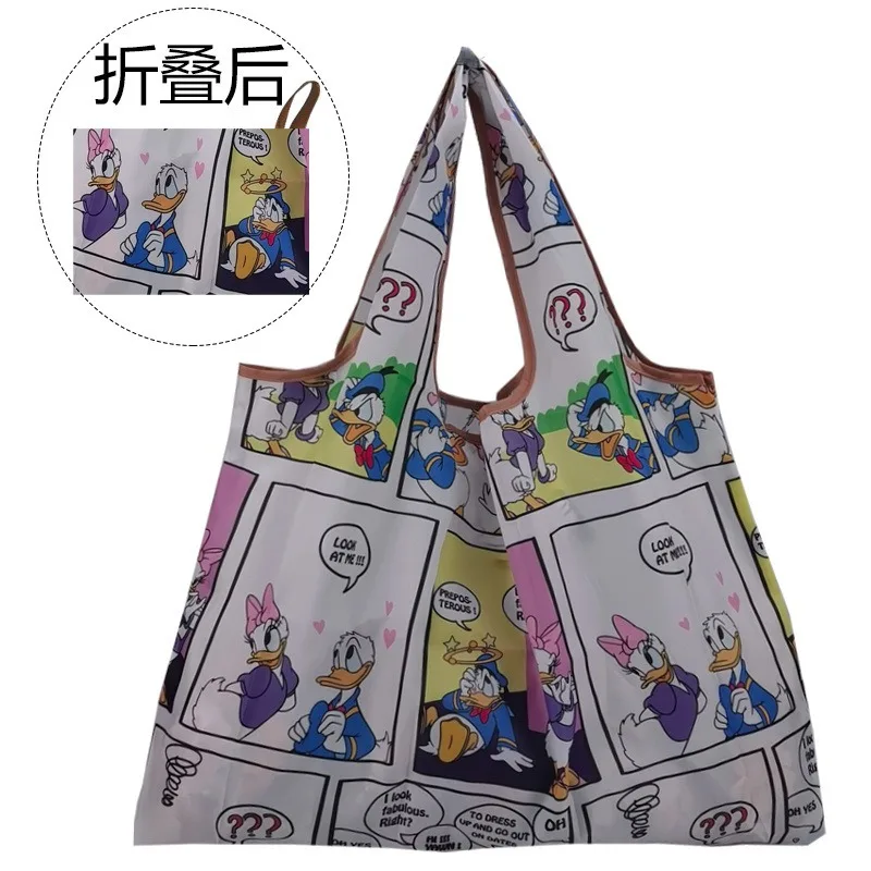 Disney Mickey Mouse Shopping Bag Cartoon Folding Environmental Head Tote Bag Oversized Capacity Portable Storage Bag Waterproof