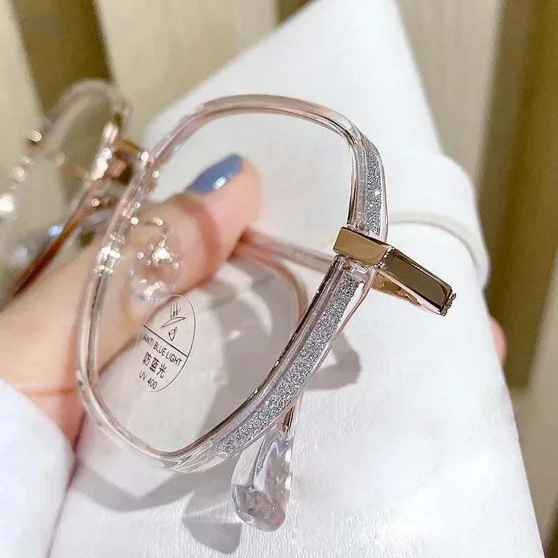 女性用スクエアメタルグリッターフレーム老眼鏡,光学式眼鏡,青色光,老眼,ファッショナブル