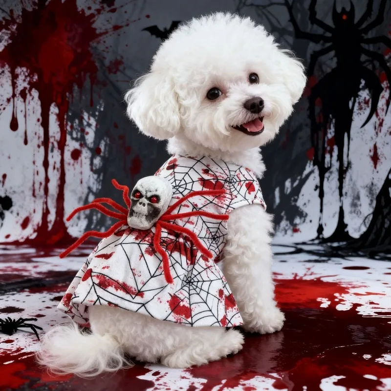 Halloween Pet Four Leg Dress Scary Bloody Spider Costume For Small Dogs Puppy Holiday Party Outfit