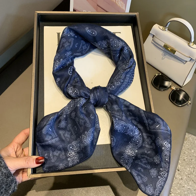 Classic Plaid Double-sided Printed Square Scarf, Scarf Waist Seal, Multi-functional Contrasting Cashew Nut Small Silk Scarf
