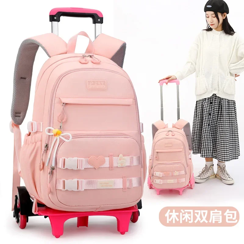 

School Rolling Backpack Bags School Wheeled Backpack for Girls Kids Primary Trolley Bag for Girls School Bag Wheels for Girls