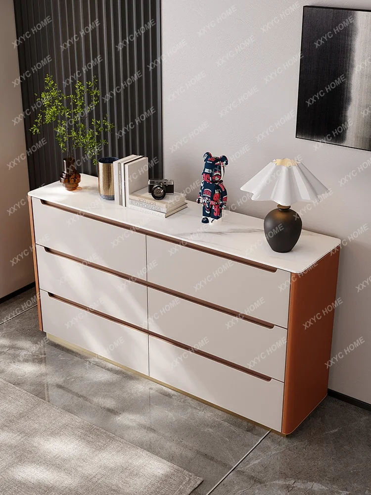 Six-Bucket Locker Bedroom High TV Cabinet Tailstock Side Cabinet Solid Wood Porch Chest of Drawers