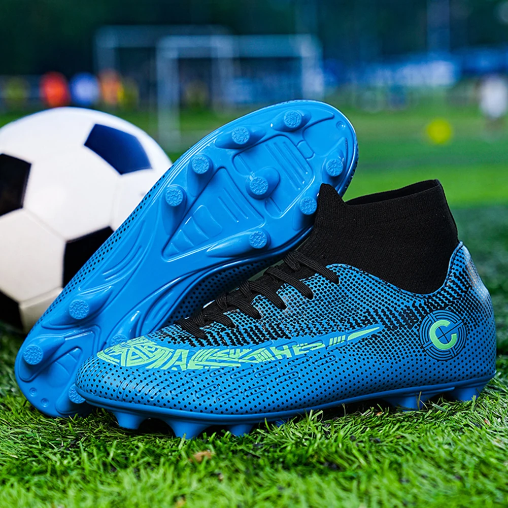 Fußball-Trainingsstiefel, professionelle High-Top-Spike-Schuhe, rutschfeste sportliche Fußballschuhe zum Schnüren für Wettkampftraining