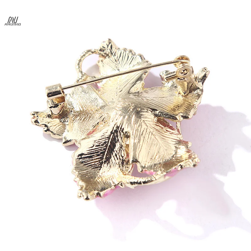 Pink Flower Brooch Korean Fashion Big Lapel Pins Wedding Accessories Elegant Crystal Flower Luxury Jewelry