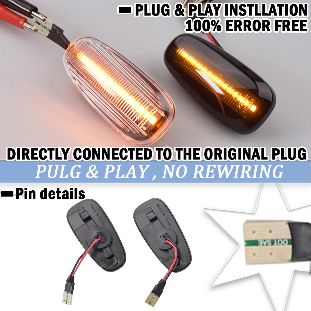 

Динамические светодиодные указатели поворота на крылья для Opel Astra G 1998-2009, Zafira A 1999-2005, боковые габаритные огни 2000 2001 2002 2003 2004