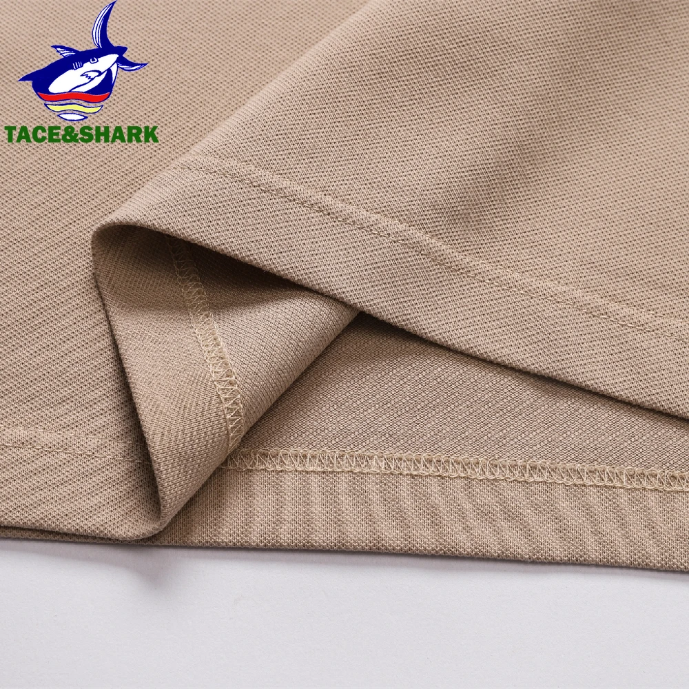 TACE&SHARK Polo Shirt Brand Shark Camisa Masculina Mens Breathable Polos Shirts 2024 Summer Fashion Solid Color