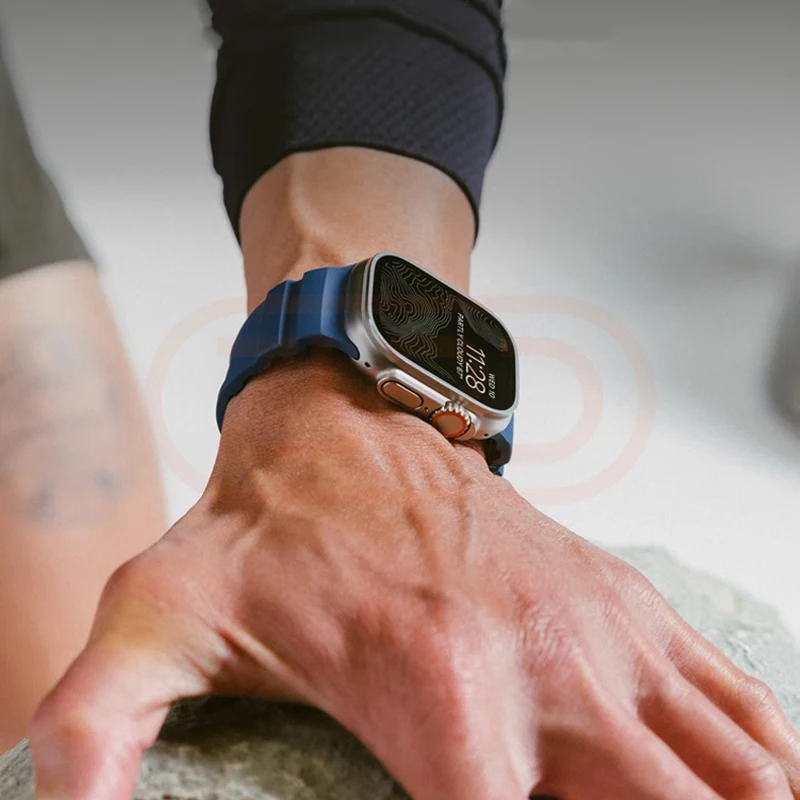 Спортивный ремешок для Apple Watch Ultra 2 10 9 8 7 6 SE 5, силиконовый титановый дышащий ремешок для браслета iWatch 42 мм 44 45 мм 46 мм 49 мм