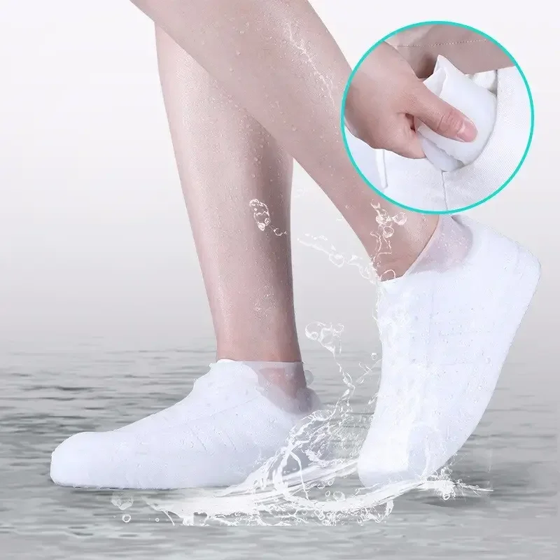 1 Pair Reusable Latex Waterproof Rain Shoes Covers Slip-resistant Rubber Rain Boot Overshoes S/M/L Shoes Accessories