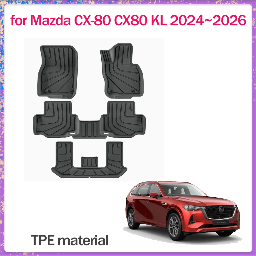 

Car Floor Mat for Mazda CX-80 CX80 KL 2024~2026 6 Seats TPE Foot Interior Liner Waterproof Pad Carpet Custom Part Accessories