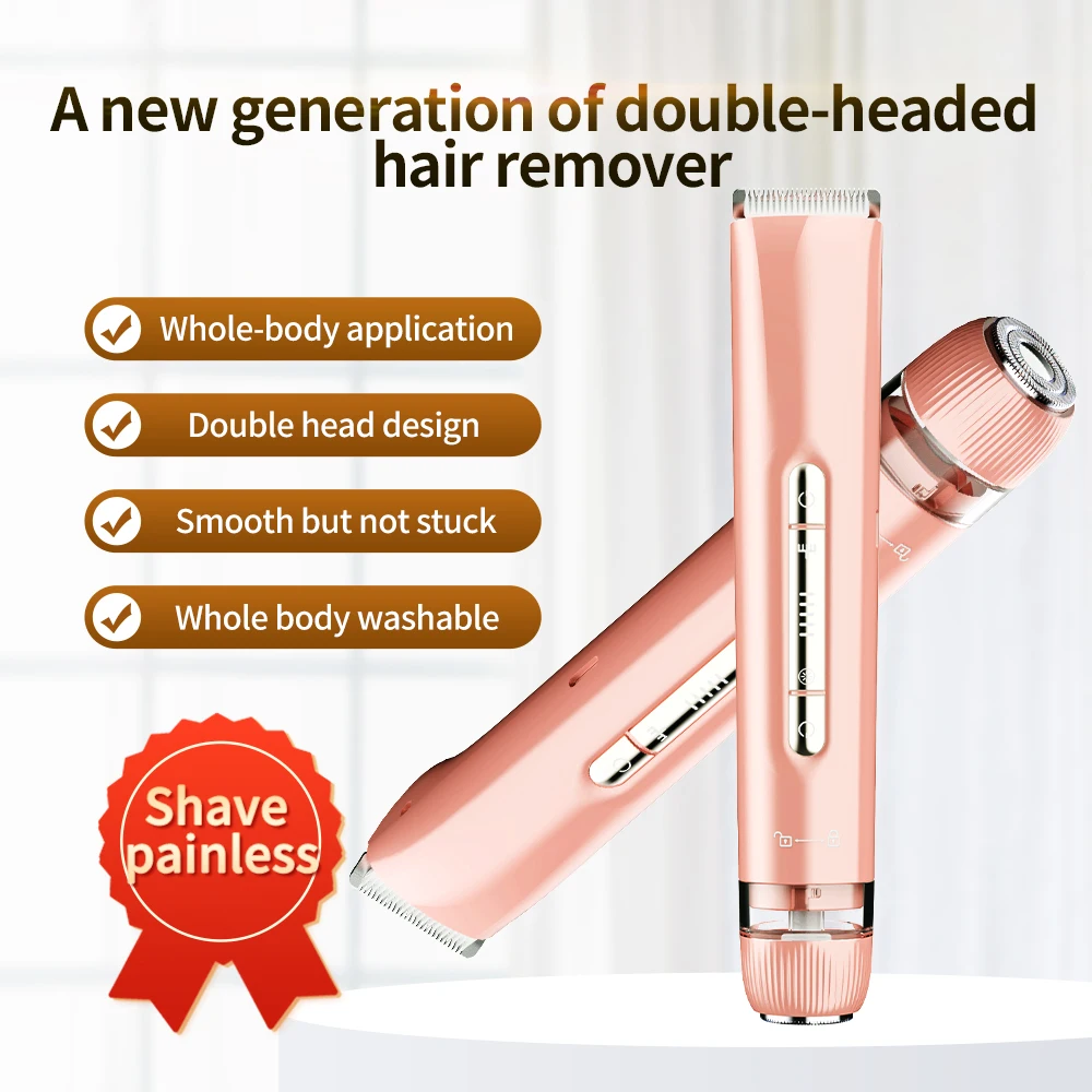 

New Women Electric Shaver Dual Head Bikini Body Hair Trimmer and Facial Hair Remover for Underarm Leg Arm Body Face Hair Removal