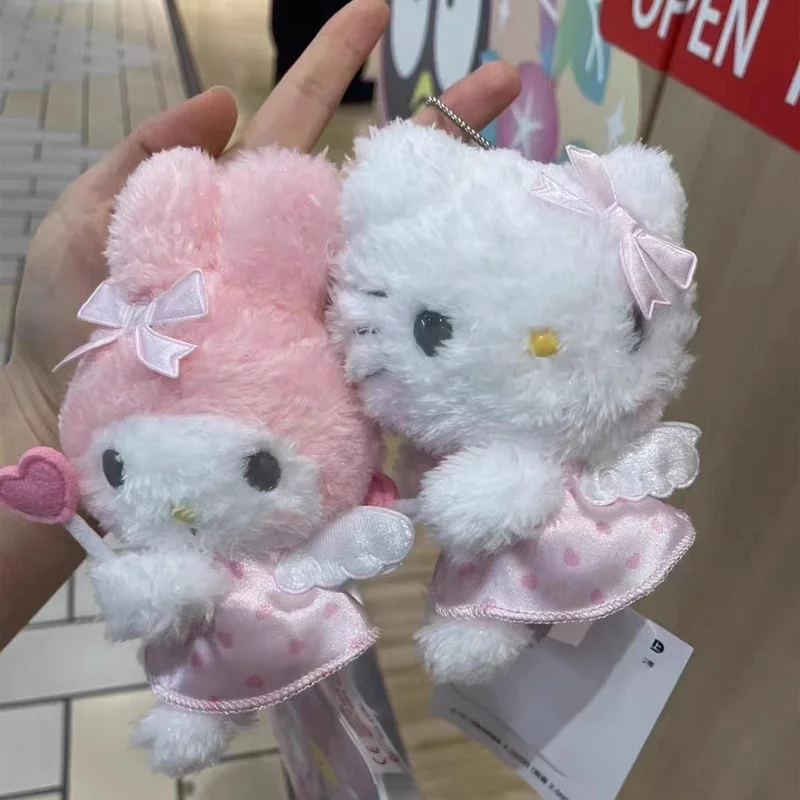 Sanrio brinquedos de pelúcia chaveiro anime olá kitty plushie boneca chaveiro meninas kawaii brinquedo de pelúcia pingente chaveiros presentes de natal do miúdo