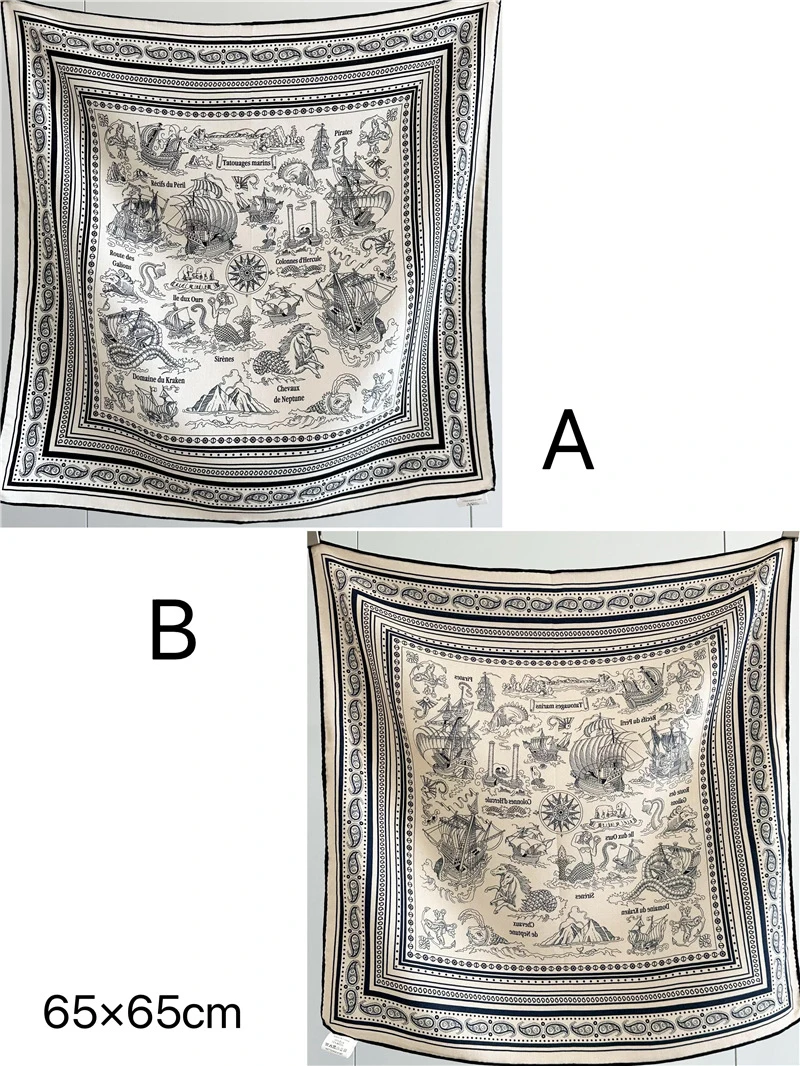 Petite écharpe douce Double face pour femmes, châles chauds de luxe imprimés AB, mélange de laine de soie, Bandanas carrés 65CM