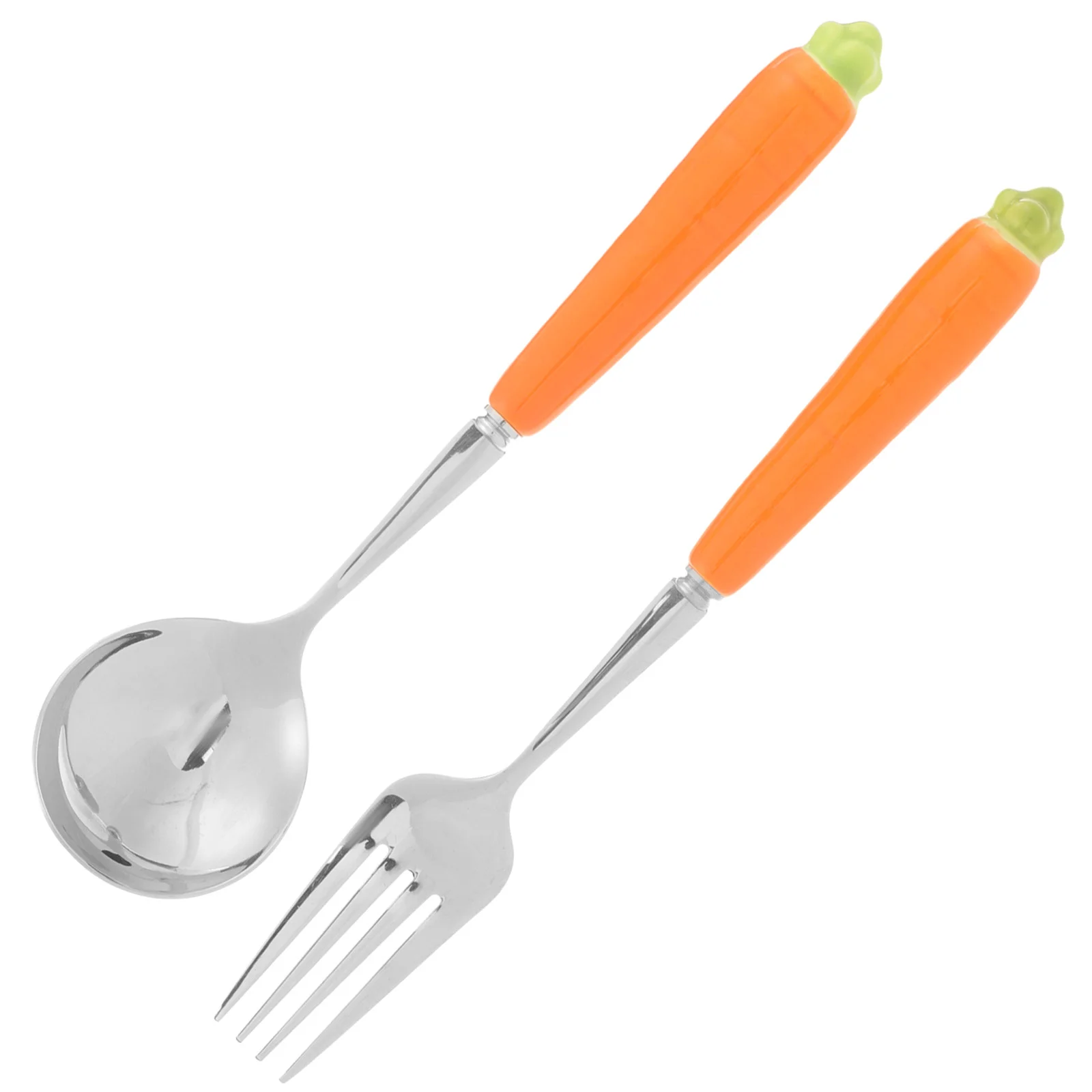 

2 Pcs Carrot Knife and Fork Children Spoon Kid Tableware Kids Easter Eating Cutlery