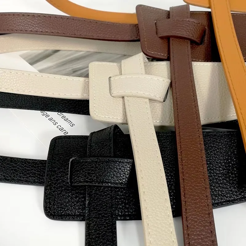 Designer Gürtel Für Frauen Hohe Qualität Knoten Weiche Pu Leder Langen Bund Weibliche Taille Kleid Mantel Korsett Breiten Gürtel Cummerbunds – Detail 1