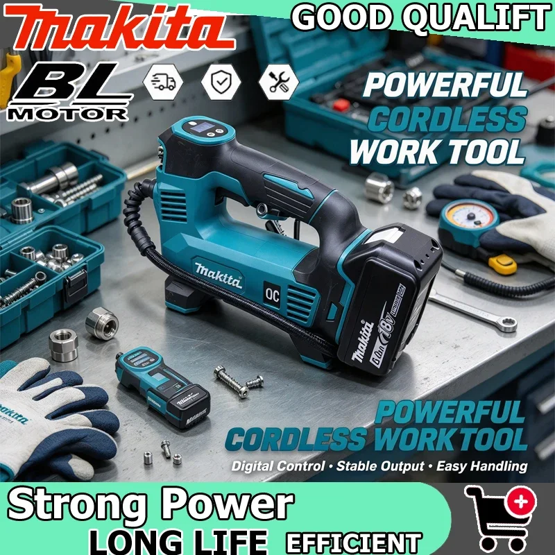 Makita 18V LXT Cordless Air Inflator, Digital Display Air Pump for Car & Motorcycle Tire Inflation, Compact Portable Tool