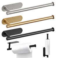 Toilet Paper Holder Easy-Install Bathroom Kitchen Paper Roll Holder No Punching Wall Mount Stainless Steel Toilet Paper Holder