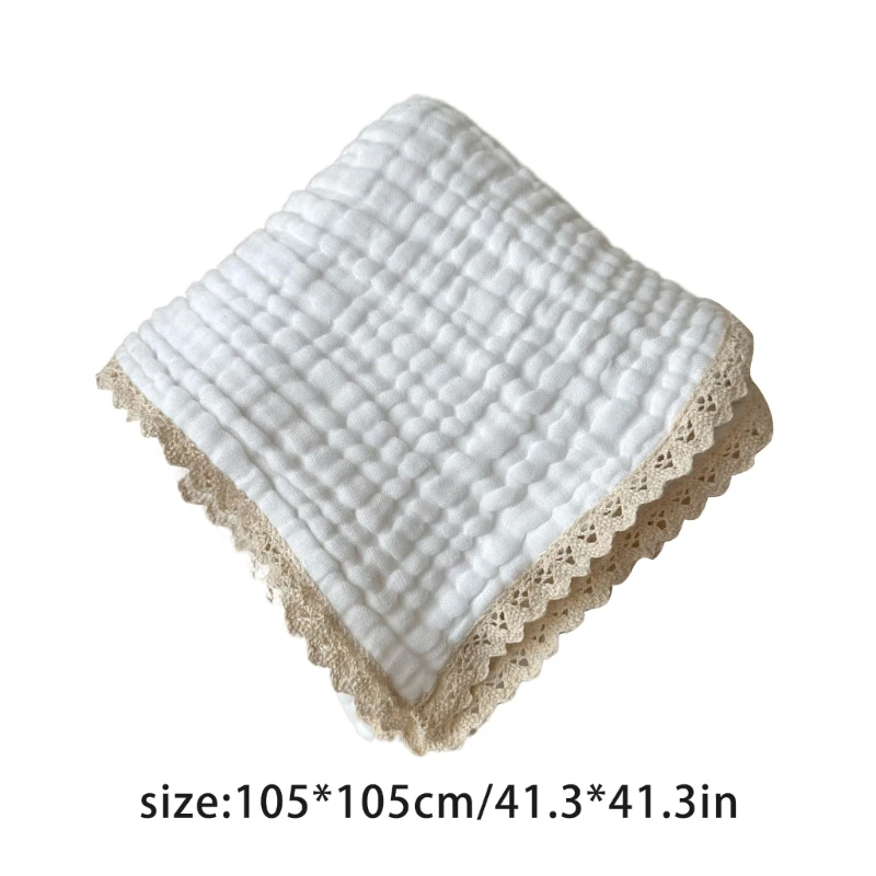 Serviette de Bain pour Bébé, Lange Ronde en Pur Coton, Mousseline à Bulles, Couverture 6 Couches, Gaze betantile, 105x105cm