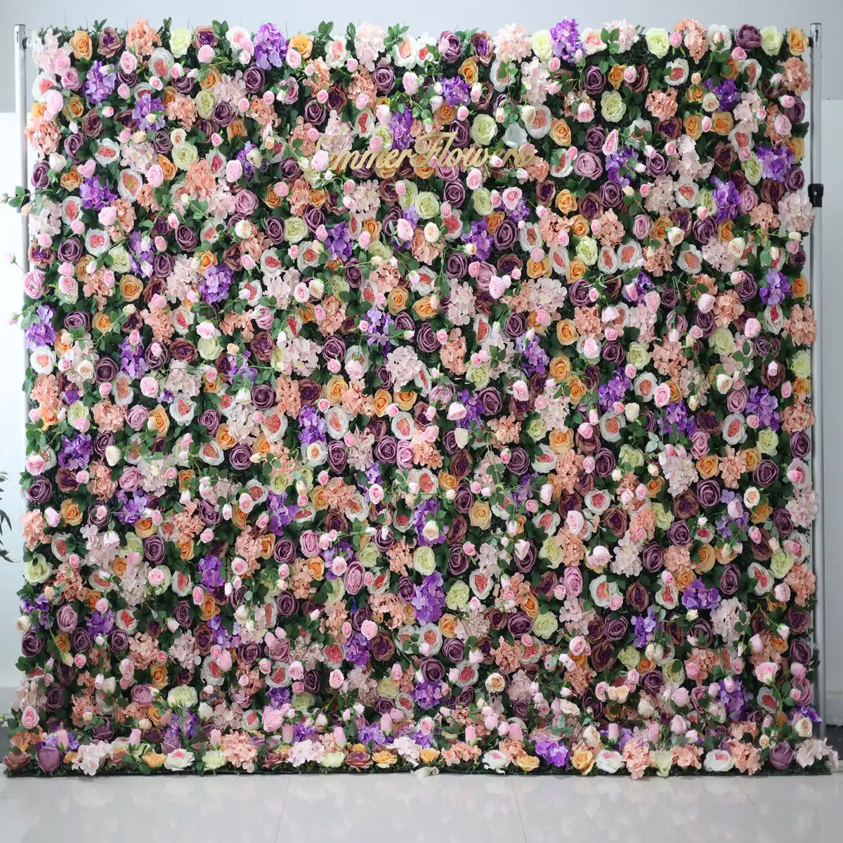 Luxury violet 3D artificial peony fabric, fabric flower wall, wedding background decoration, party decoration hydrangea