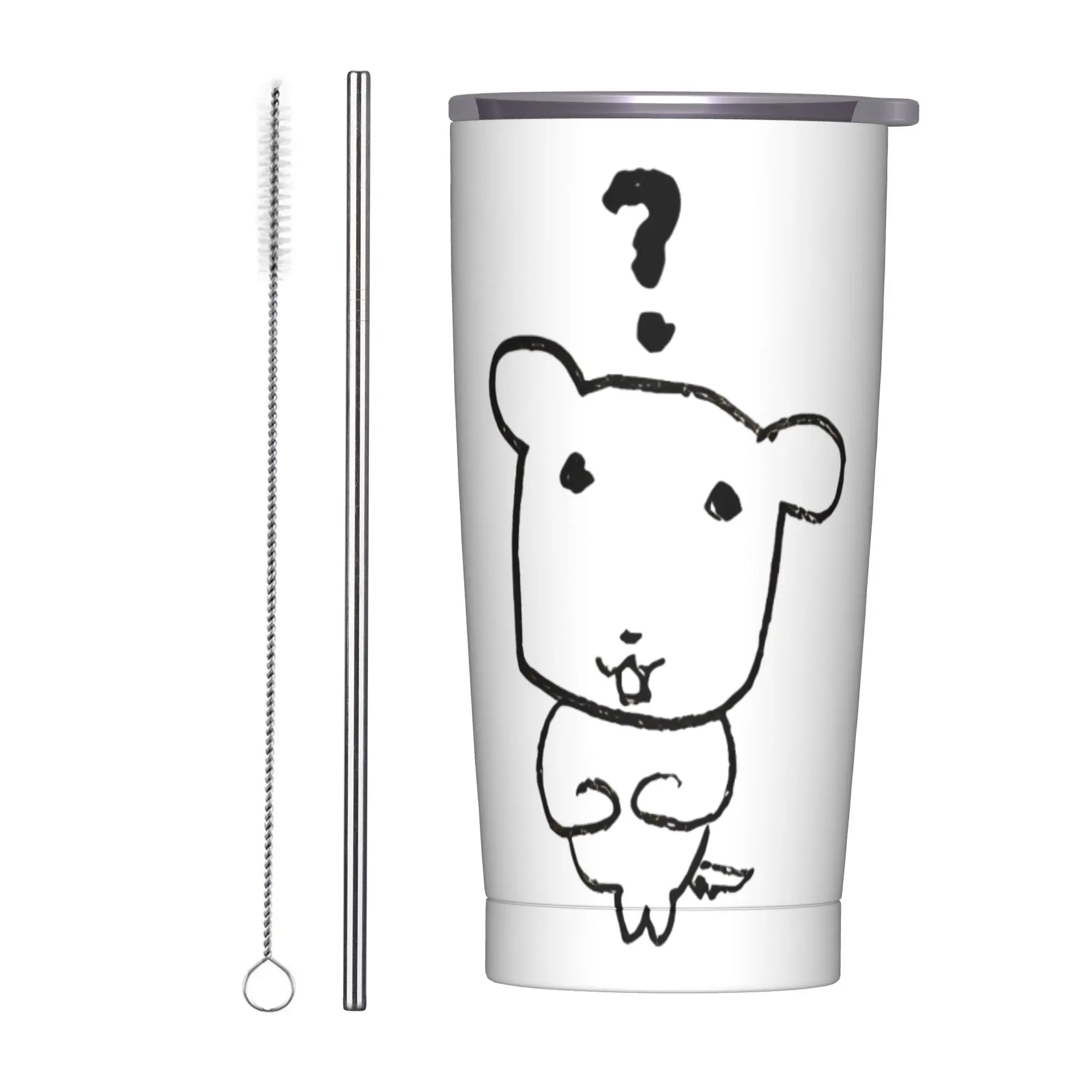Stainless Steel Tumbler GANADIs Confused Question Dog Coffee Mug  Leakproof Hot Drinks Car Mugs Driving Water Bottle