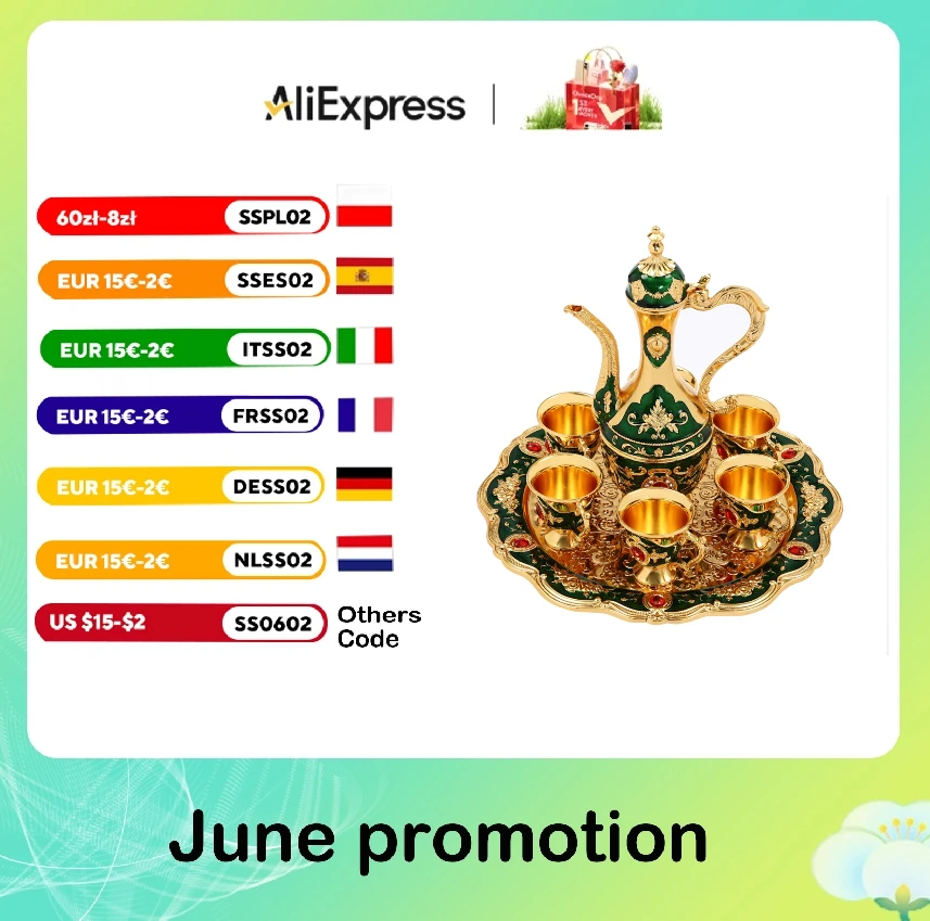 

Vintage Turkish Coffee Set with Pot and 6 Cups Enhancement of Taste for Home Decor Birthday Christmas Housewarming Wedding