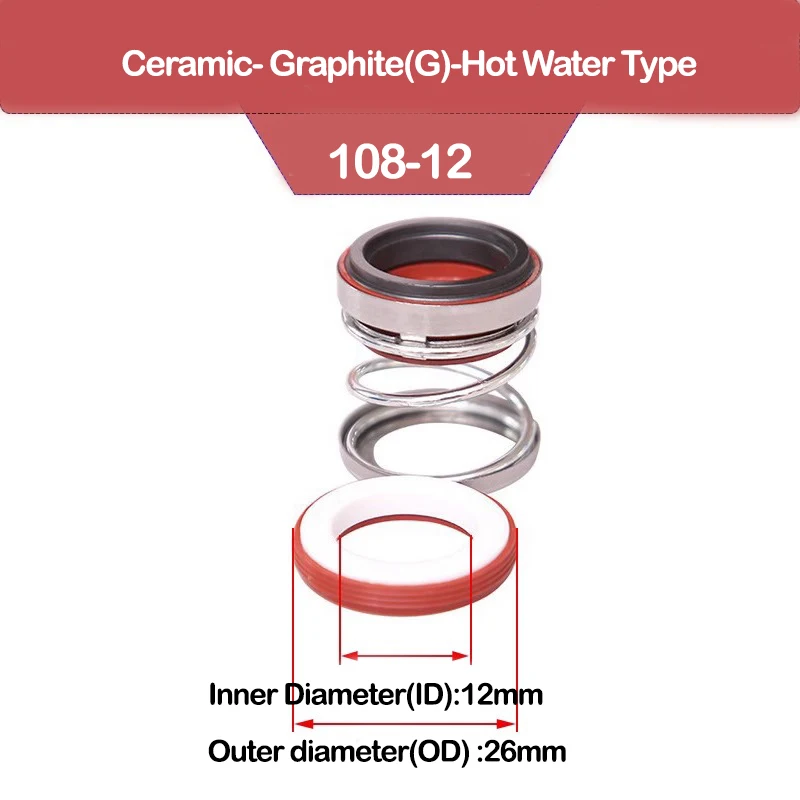 1 Stück 108 mechanische Dichtung 108–25 Dichtungsring, Öldichtung, hochtemperaturbeständig, Wasserdichtung, einzelne Feder für Wasserpumpe – Detail 5