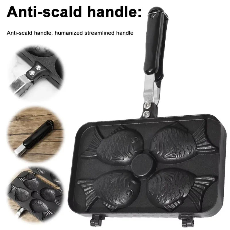 صانع الوافل Taiyaki الخبز الأسماك على شكل الحلوى الساخنة الهراء اليابانية الهراء مقلاة حديدية آلة أدوات الخبز اكسسوارات المطبخ #3