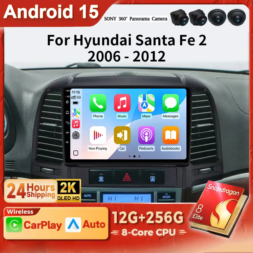 

Android 15 DSP Carplay For Hyundai Santa Fe 2 2006 2007 2008 2009 2010 2011 2012 Car Stereo Multimedia Video Player Head Unit 4G