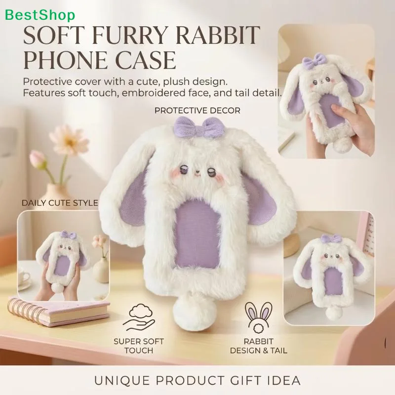 ☪1Pcs Soft Animal Design ID Credit Card Protector Sleeve Card Holder Cute Plush Rabbit Photocard Holder For School Supplies