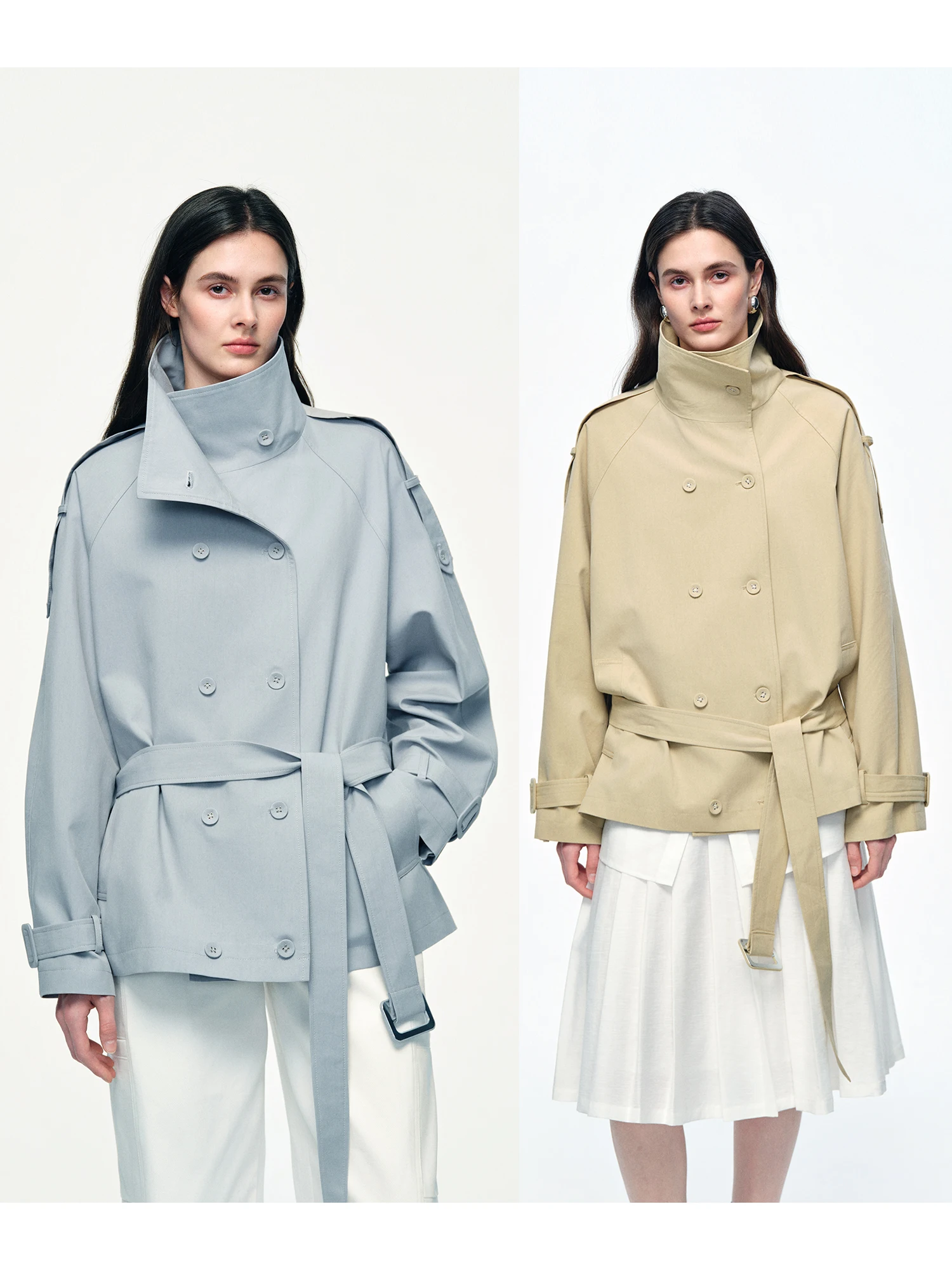 

Женская куртка Laisel из смесового хлопка, свободного кроя, повседневная, с завязками на талии, воротником-стойкой, ветрозащитная, с прямым низом, длинными рукавами